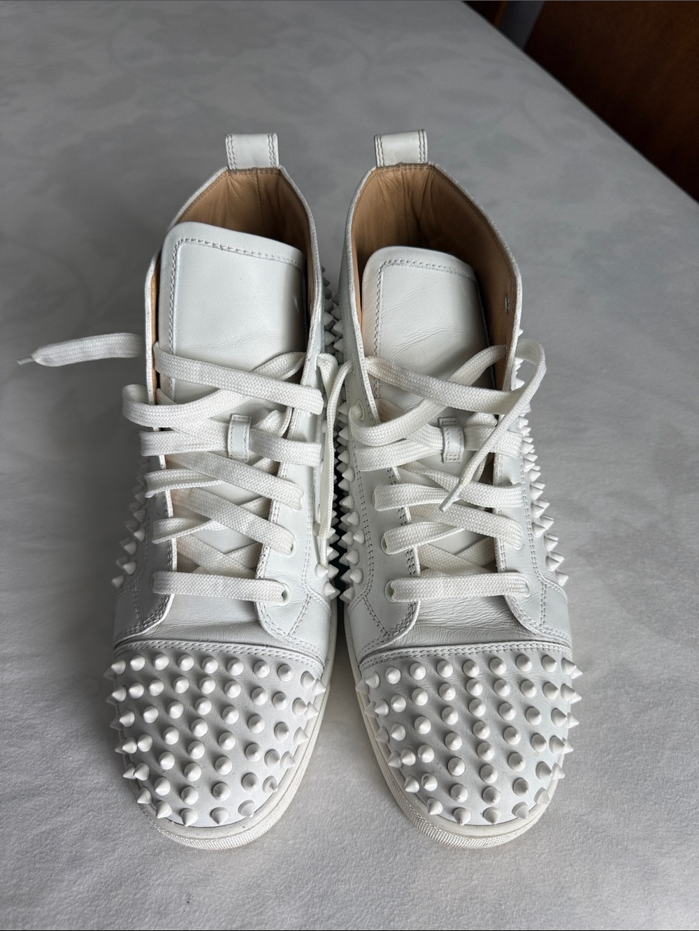 Christian Louboutin White Studded High-Top Sneakers